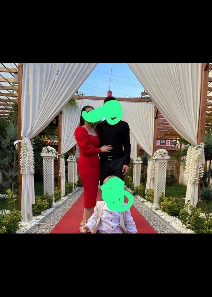  Kırmızı midi abiye elbise (modaçelikler) - Görsel 2