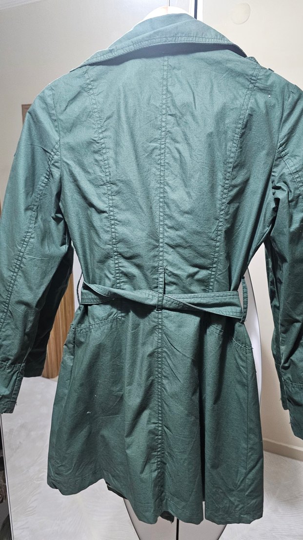 Kemerli Yeşil Midi Kadın Trençkot - Görsel 5