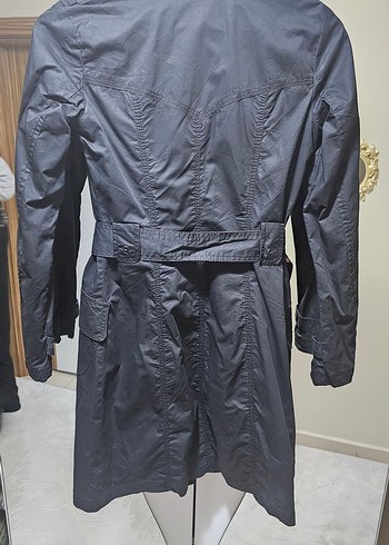 Kemerli Siyah Midi Trençkot - Görsel 5