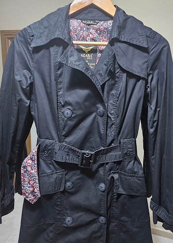 Kemerli Siyah Midi Trençkot - Görsel 3