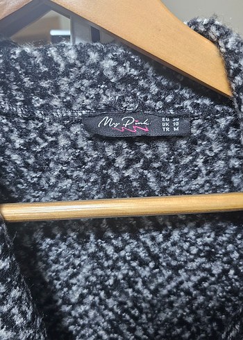 Gri Desenli Uzun Kadın Yün Hırka - Görsel 2