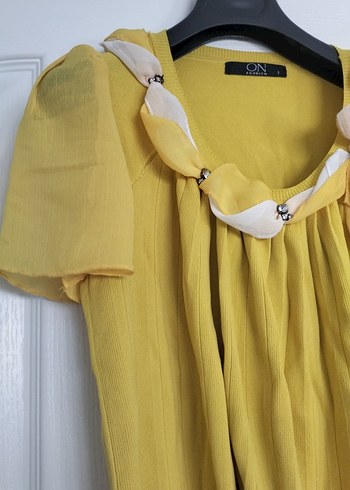 Sarı Drapeli Kadın Bluz - Görsel 3