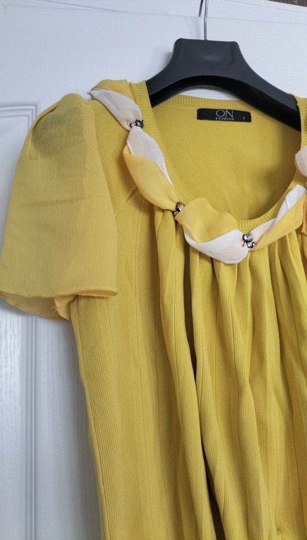 Sarı Drapeli Kadın Bluz - Görsel 3