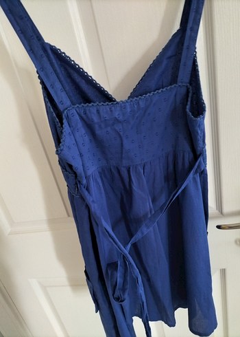 Nakışlı Lacivert. yazlık, pamuklu bluz. - Görsel 6