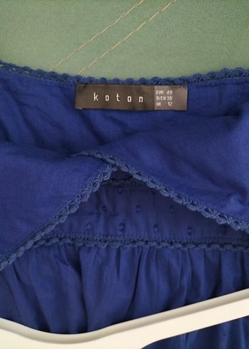 Nakışlı Lacivert. yazlık, pamuklu bluz. - Görsel 5