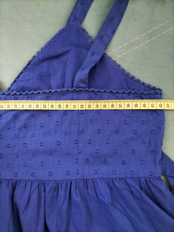 Nakışlı Lacivert. yazlık, pamuklu bluz. - Görsel 3