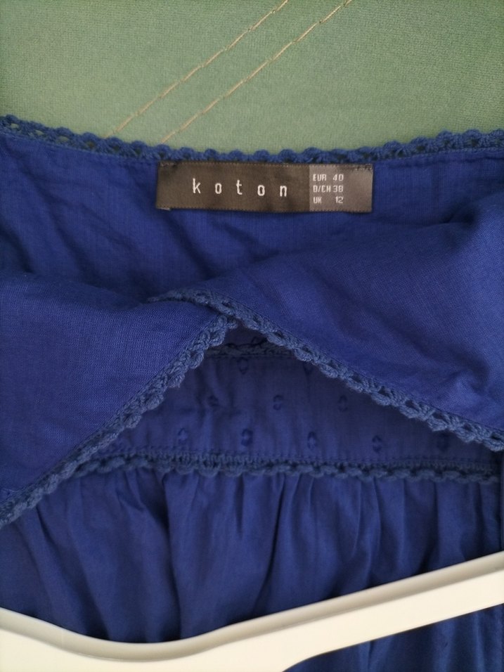 Nakışlı Lacivert. yazlık, pamuklu bluz. - Görsel 5