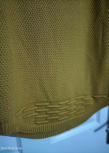 Erkek Sarı Örgü Triko Kazak - Görsel 5