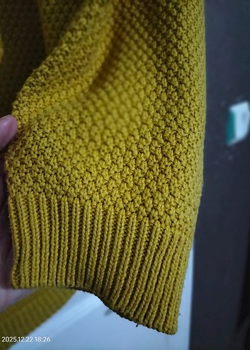 Erkek Sarı Örgü Triko Kazak - Görsel 3