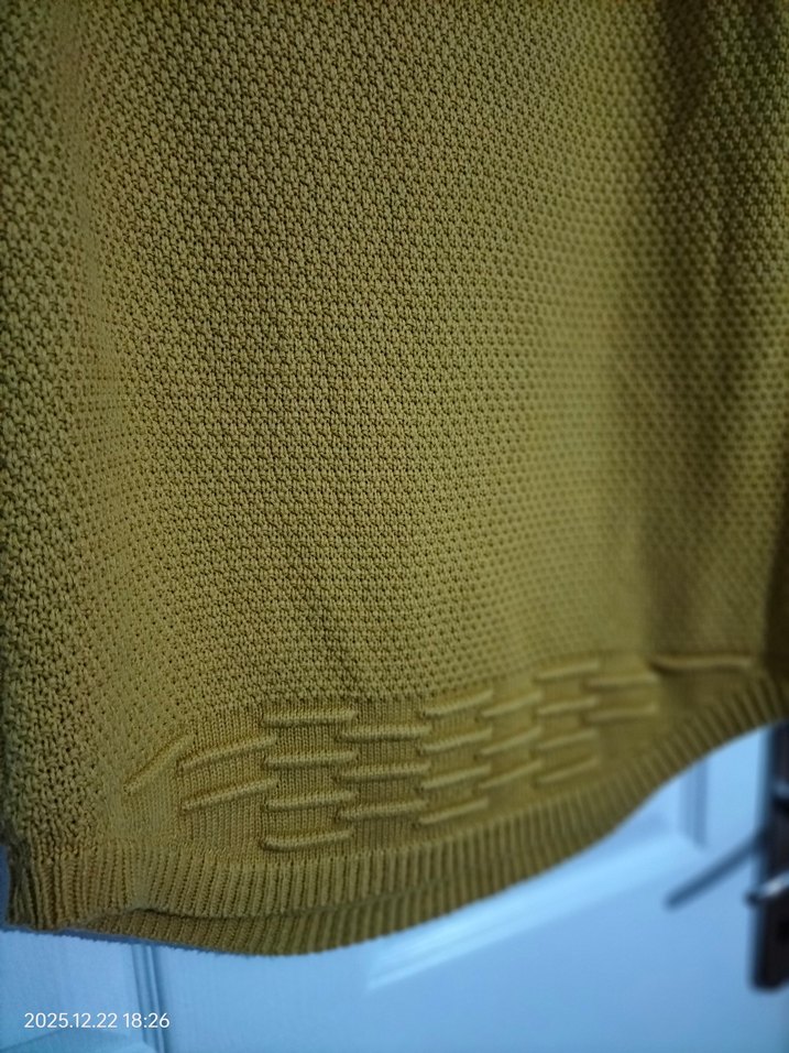 Erkek Sarı Örgü Triko Kazak - Görsel 5