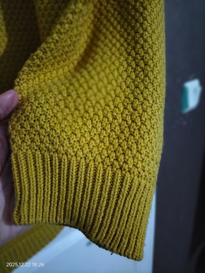 Erkek Sarı Örgü Triko Kazak - Görsel 3