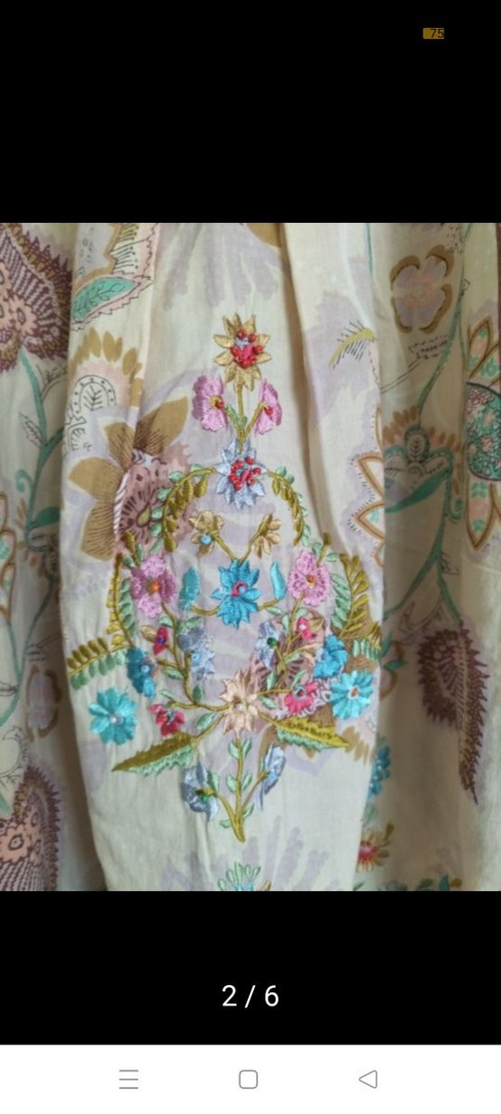 Nakışlı Bohem Bej Uzun elbise - Görsel 3