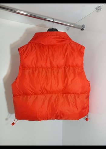 Turuncu Yüksek Yakalı Kadın Şişme Yelek - Görsel 4