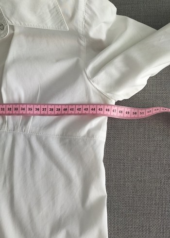 Düğmeli Beyaz %100 Pamuk Kadın Gömlek - Görsel 4