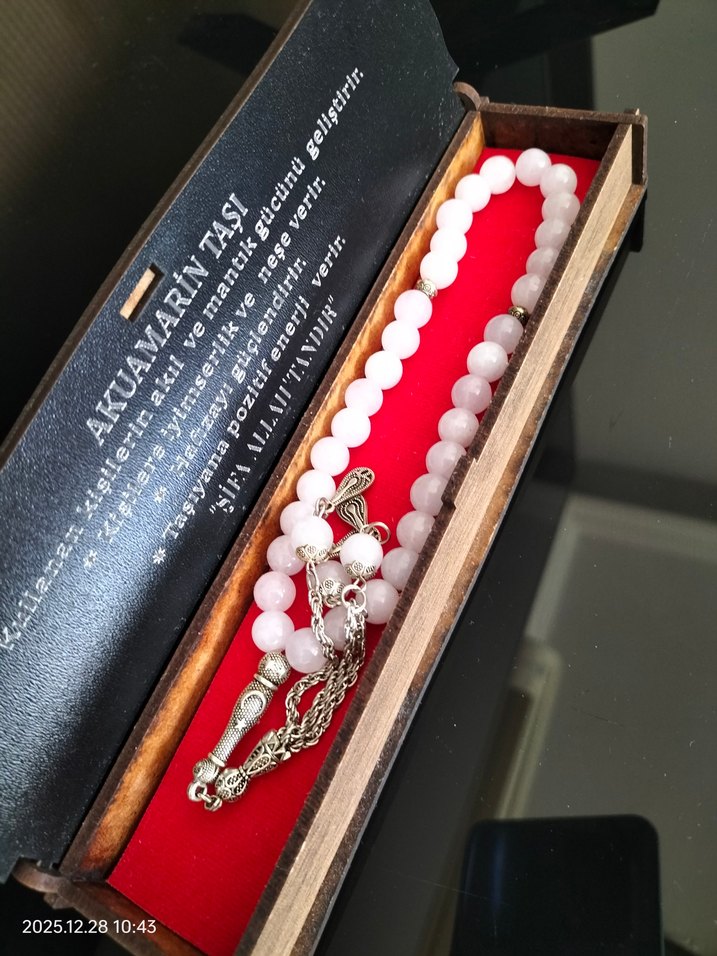 Yeni yıl hediyesi Akuamarine Erkek Tesbih - Görsel 3