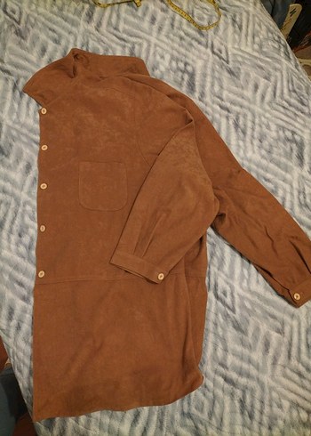 Bej Süet Düğmeli Kadın Gömlek - Görsel 7