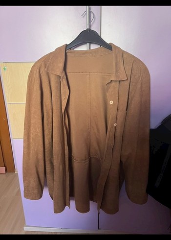 Bej Süet Düğmeli Kadın Gömlek - Görsel 3