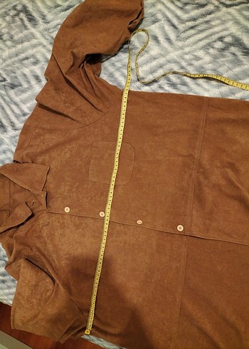 Bej Süet Düğmeli Kadın Gömlek - Görsel 6