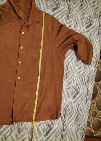 Bej Süet Düğmeli Kadın Gömlek - Görsel 9