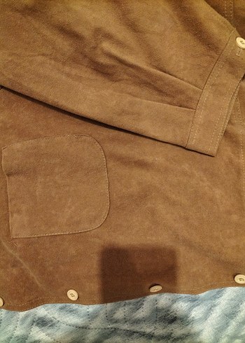 Bej Süet Düğmeli Kadın Gömlek - Görsel 8