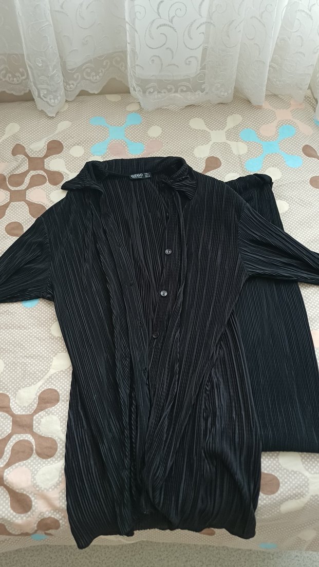 Kadın Siyah Pliseli Kumaş takım - Görsel 2