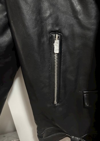 Siyah Deri Biker Ceket - Görsel 3