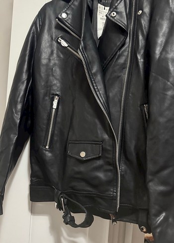 Siyah Deri Biker Ceket - Görsel 2