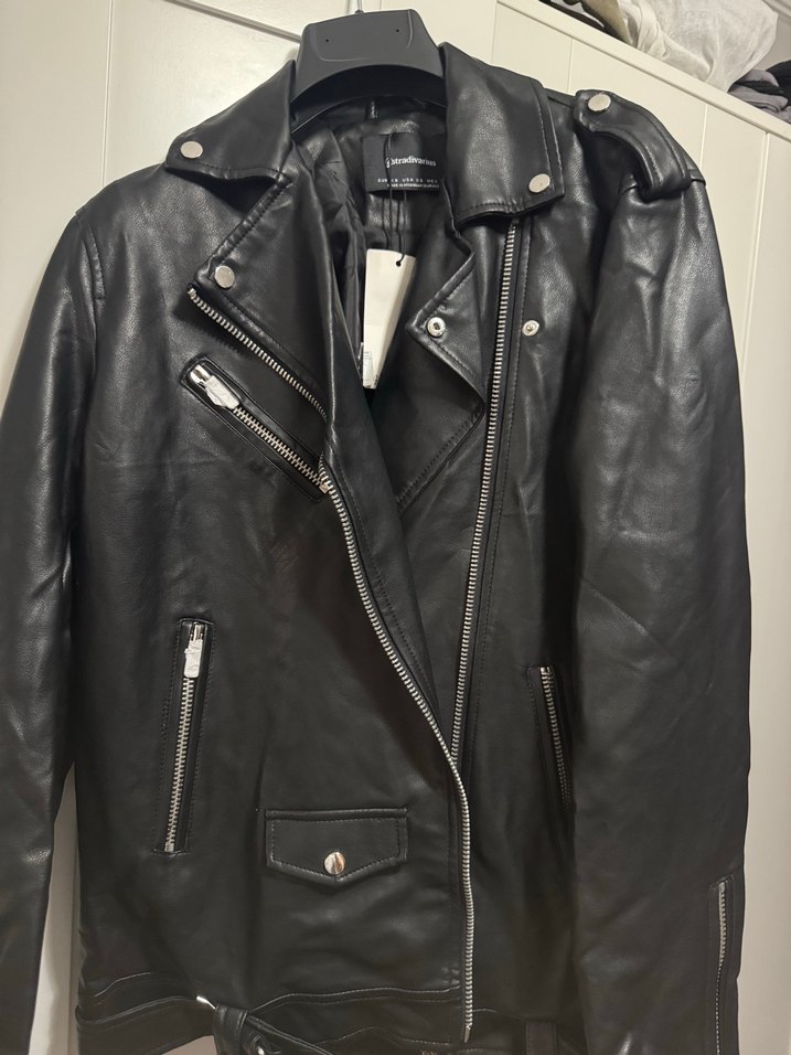 Siyah Deri Biker Ceket - Görsel 5