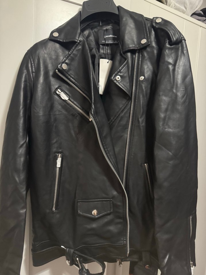 Siyah Deri Biker Ceket - Görsel 4