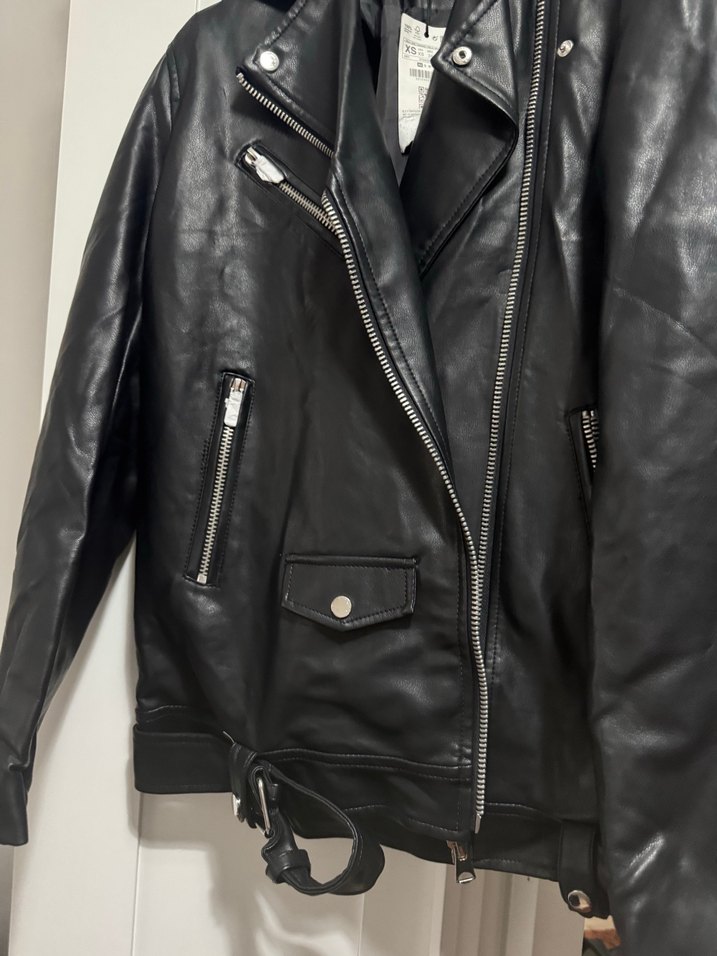 Siyah Deri Biker Ceket - Görsel 2
