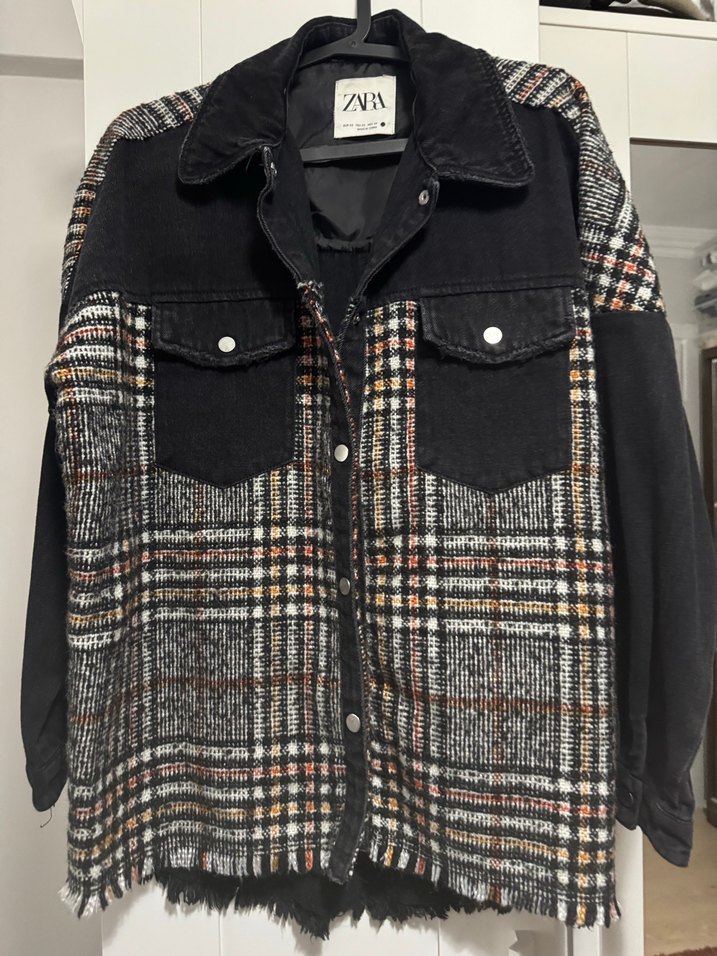 Zara kadın Gri Düğmeli Midi Ceket - Görsel 4