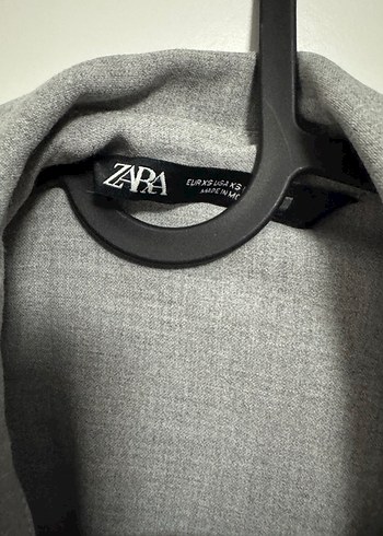 Zara düğmeli  Gri Midi Kadın Keten Ceket - Görsel 5