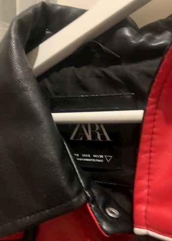 Kırmızı Siyah Baskılı Biker Deri Ceket - Görsel 3