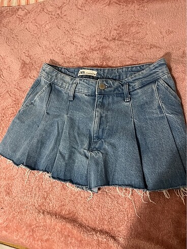 Zara Pileli Kot Etek