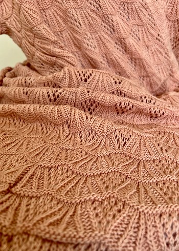 Bohem Tarzda Pastel bej renkli Örgü Kadın Şal - Görsel 2