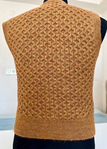 Kahverengi Nakışlı Örgü Kadın Süveter - Görsel 2