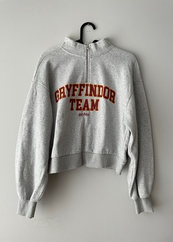 m Beden gri Renk Gri Uzun Kollu Gryffindor Baskılı Sweatshirt