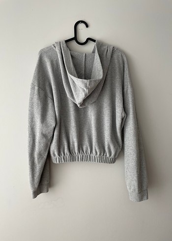Defacto Defacto-Gri Kapüşonlu Yarım Fermuarlı Sweatshirt