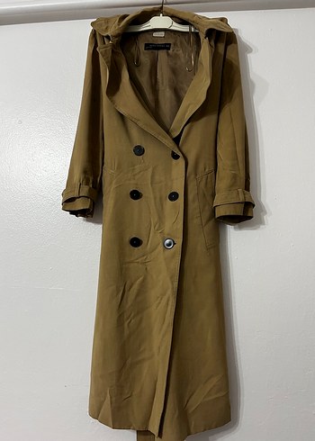 ZARA Kadın Bej Uzun Düğmeli Trençkot - Görsel 2