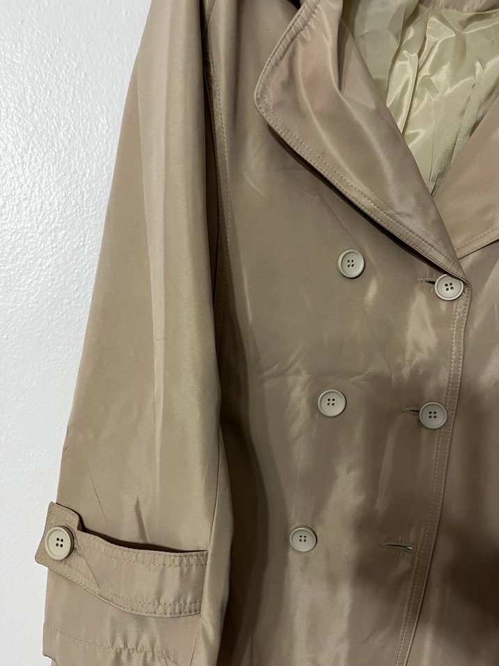 Bej Düğmeli Midi Kadın Trençkot - Görsel 3