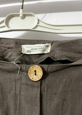 Düğmeli Kadın Uzun Keten Elbise - Görsel 2