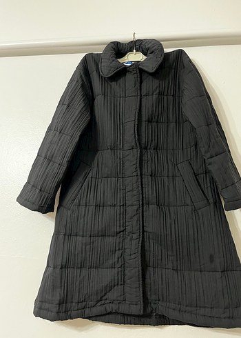 Kadın Siyah Uzun Keten Ceket mont - Görsel 3