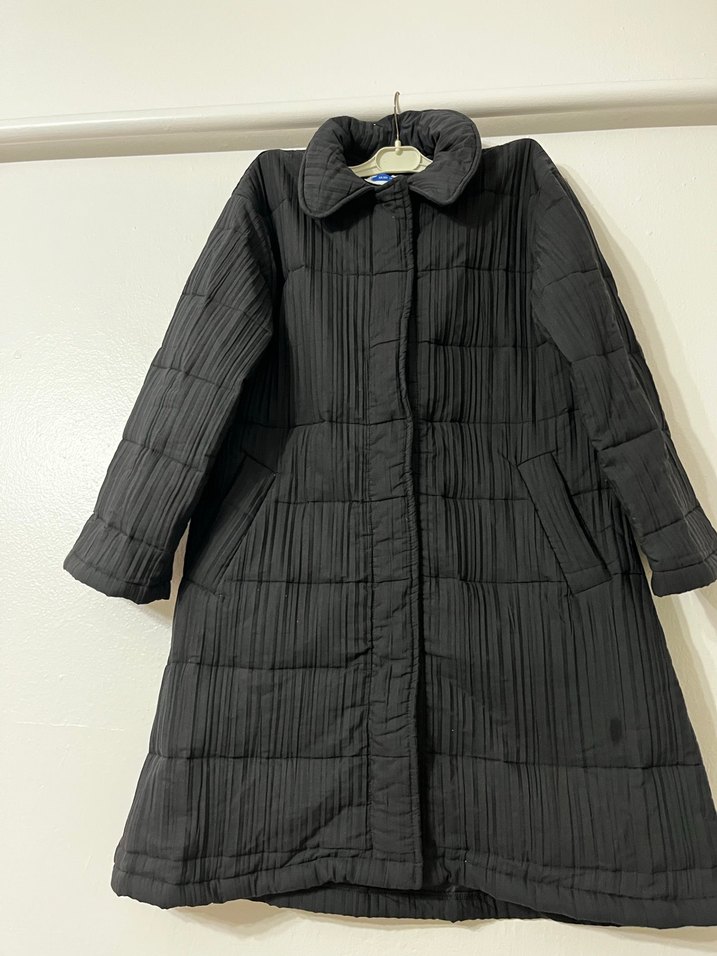 Kadın Siyah Uzun Keten Ceket mont - Görsel 3