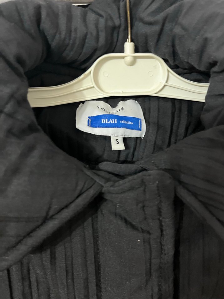 Kadın Siyah Uzun Keten Ceket mont - Görsel 2