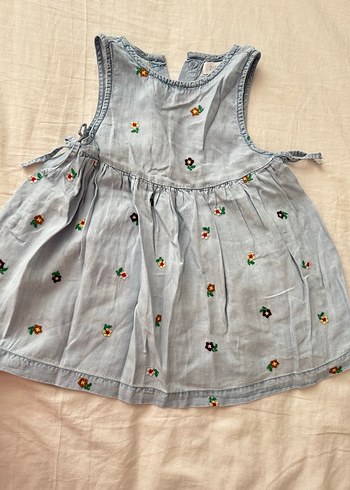 Nakışlı Mavi Kız Çocuk Elbisesi - Görsel 5