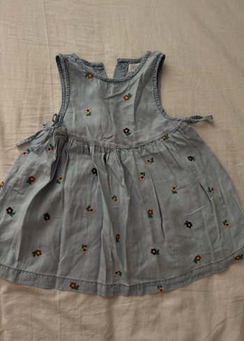 Nakışlı Mavi Kız Çocuk Elbisesi - Görsel 3