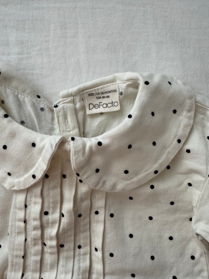 Puantiye Desenli Uzun Kollu Pamuklu Kız Elbisesi - Görsel 3