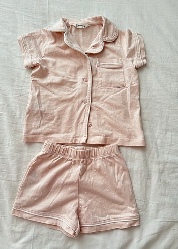 Pembe Bebek Kız Kısa Kollu Düğmeli Takım - Görsel 4