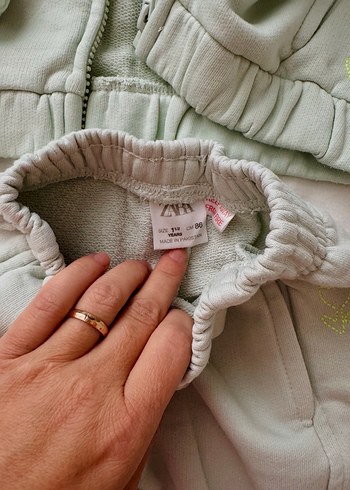 Kapüşonlu Fermuarlı yeşil Bebek Takımı - Görsel 5