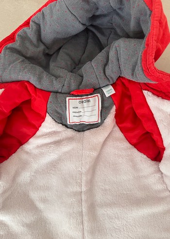 Kapüşonlu Kırmızı  Çocuk Kabanı - Görsel 4